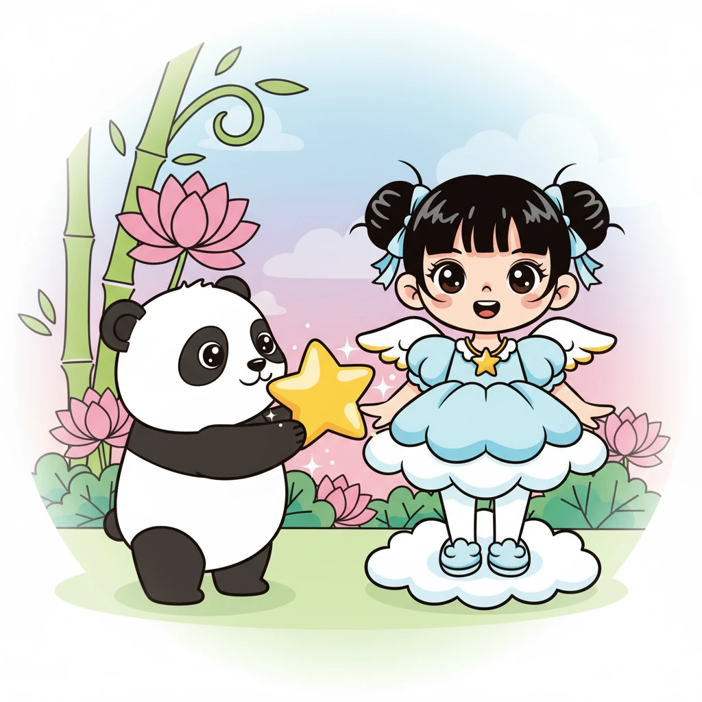 熊宝宝 (xióng bǎo bao) 给了周丽娟 (zhōu lì juān) 一颗闪闪发光的星星，作为友谊的象征。