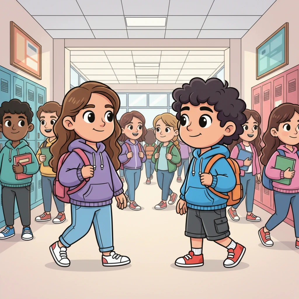 Young Zara and Aarush walked past each other in a vibrant high school hallway, a sea of cheerful students around them. They were just two familiar faces among many, their paths crossing without a second glance. Neither knew the extraordinary journey their hearts would soon embark on.