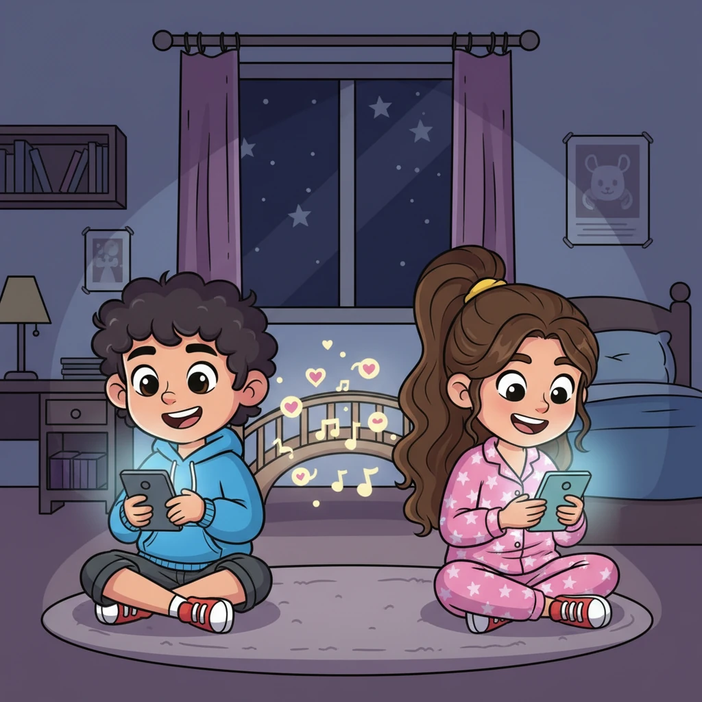 Late at night, the soft glow of their phones lit up Zara and Aarush's faces. What started as casual messages slowly blossomed into endless conversations. Their fingers danced across keyboards, filled with laughter and teasing, building a bridge between their separate worlds.