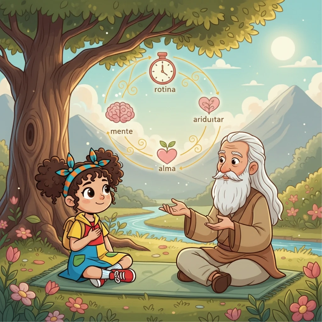O sábio explicou que a chave para o sucesso e a felicidade residia em harmonizar a rotina, a mente e a alma. Ele ensinou Sofia sobre a importância da organização, da meditação e da conexão consigo mesma e com o mundo.