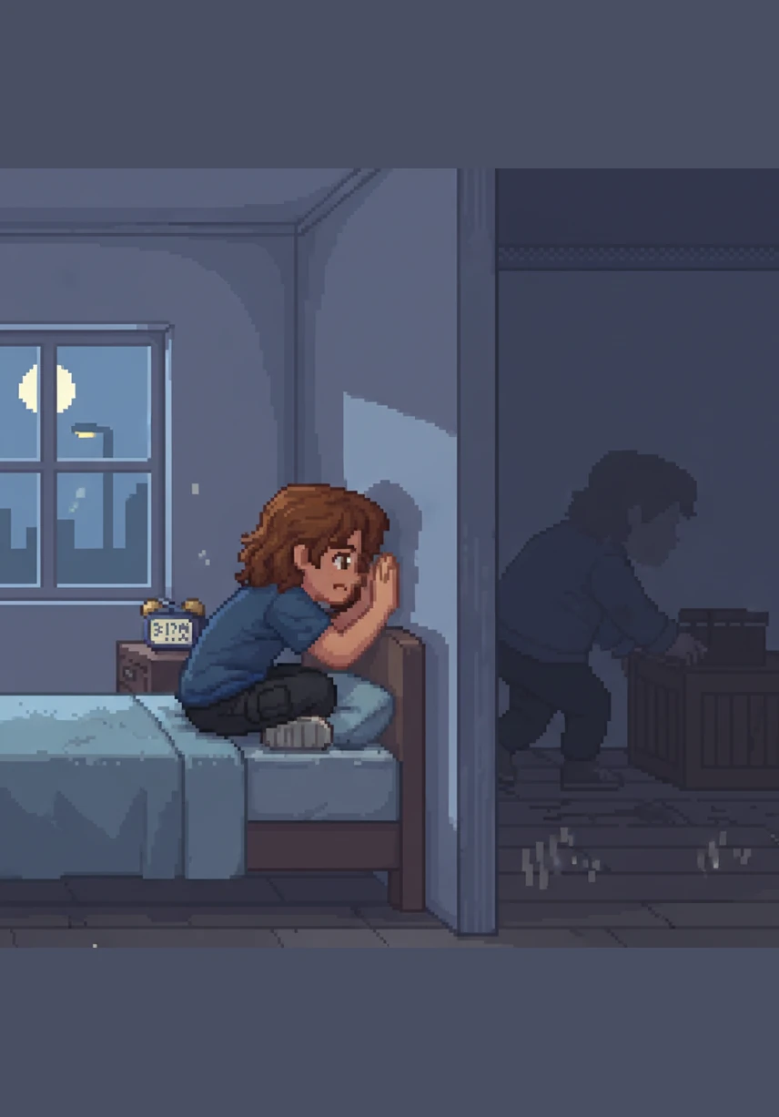 Leo sits up in bed during the middle of the night, pressing his ear against the thin wall shared with the neighbor's apartment. He hears the unmistakable sound of heavy objects being dragged across the floor followed by rhythmic, dull thumps.