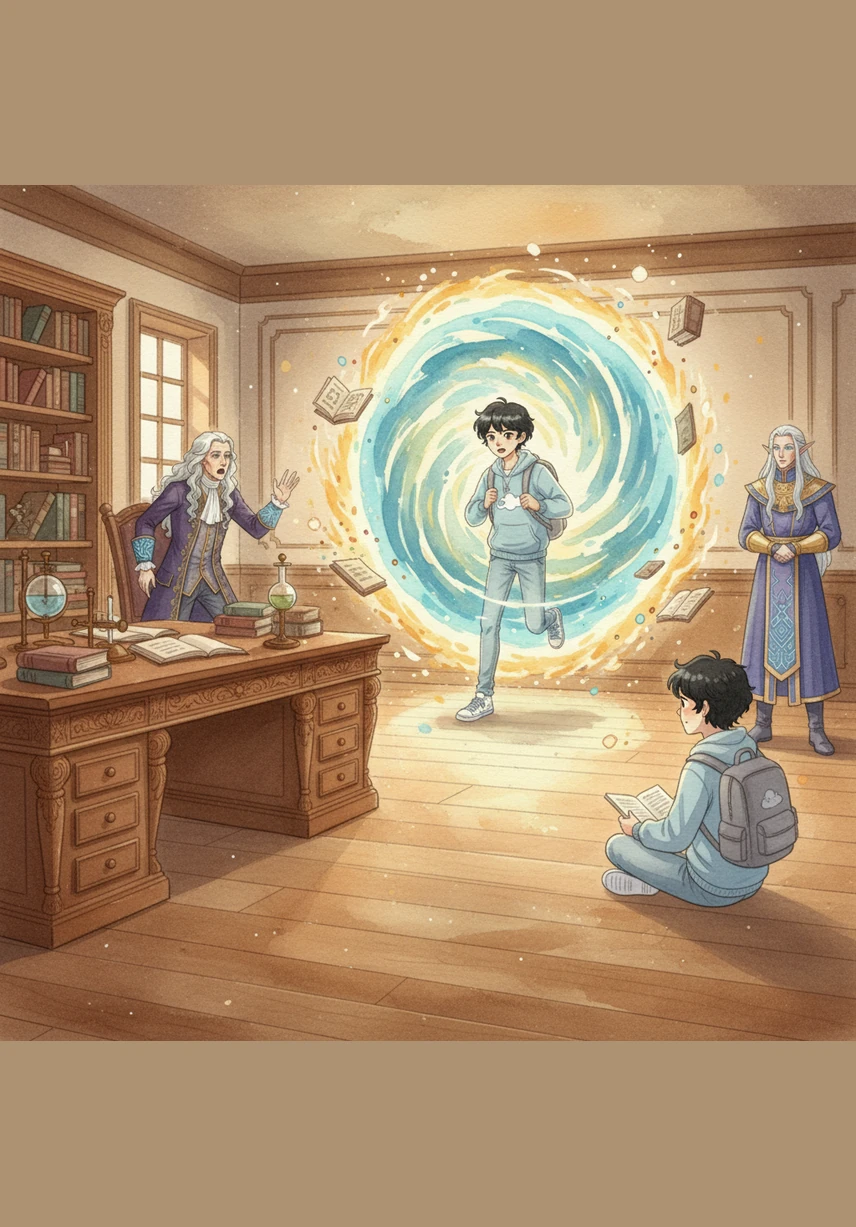 Сағаттың тілі кенеттен кері айналып, бөлменің ортасында жарқыраған уақыт порталы ашылды. Данияр қорықса да, білуге деген құштарлықпен осы белгісіздікке қадам басты.