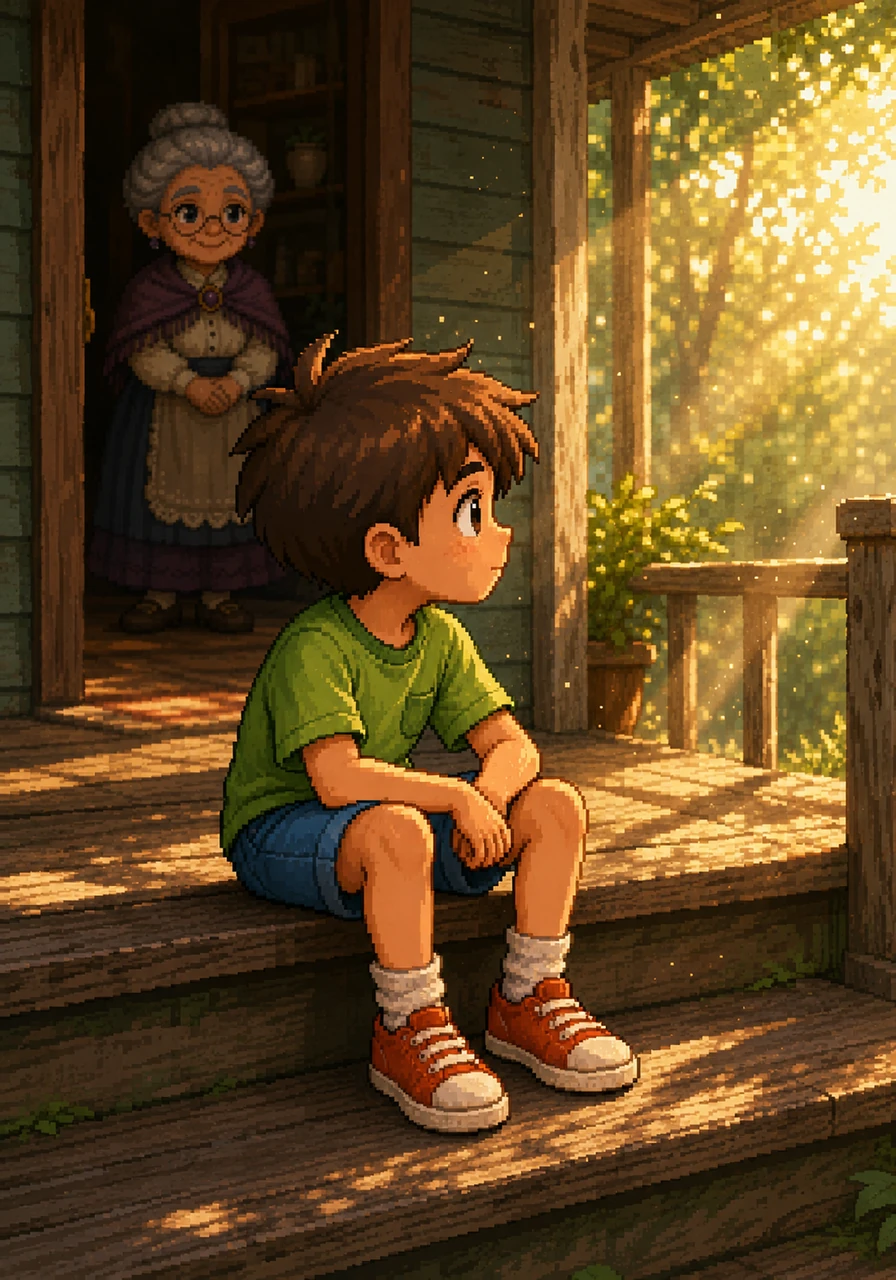 Sitting on his porch, Leo noticed the dust motes dancing lazily in the warm, late afternoon sunbeams streaming across the room. The golden light transformed the seemingly empty air into a quiet, graceful performance that only needed his stillness to be appreciated.