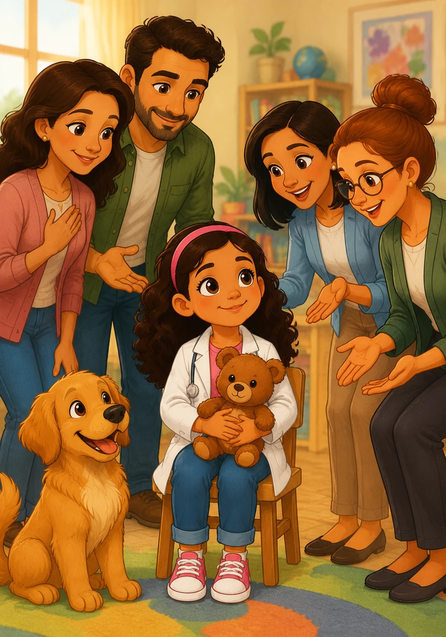 Maya's parents and teachers encourage her dream by sharing valuable advice. They tell her that becoming a doctor requires not only high grades in science, but also a deep sense of empathy and the patience to listen to patients' stories. She takes their words to heart, practicing kindness every day.