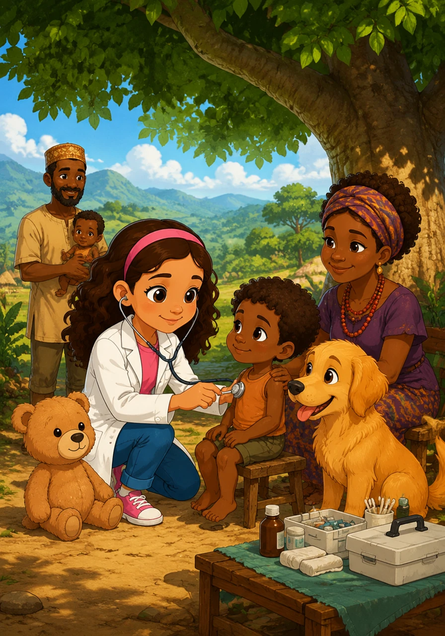 In her grandest dreams, Maya travels to remote corners of the world to help people who do not have access to medical care. She envisions setting up mobile clinics under the shade of giant trees, bringing healing and hope to families in need.