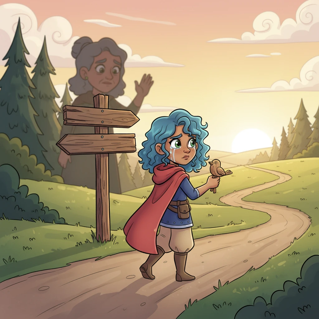 A flashback sequence shows a young Aria, teary-eyed, making a difficult choice, leaving behind a cherished friend or family member. This memory flashes in her mind, fueling her resolve and reminding her of what she's truly fighting for.