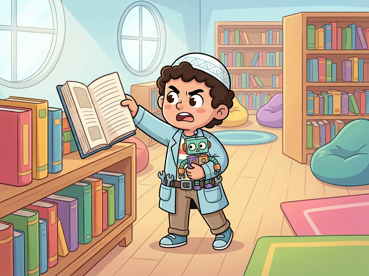 يشعر عبد الرحيم بالإحباط، لكن فضوله يدفعه للاستمرار. خلال الاستراحة، يتوجه إلى المكتبة للبحث عن حل.