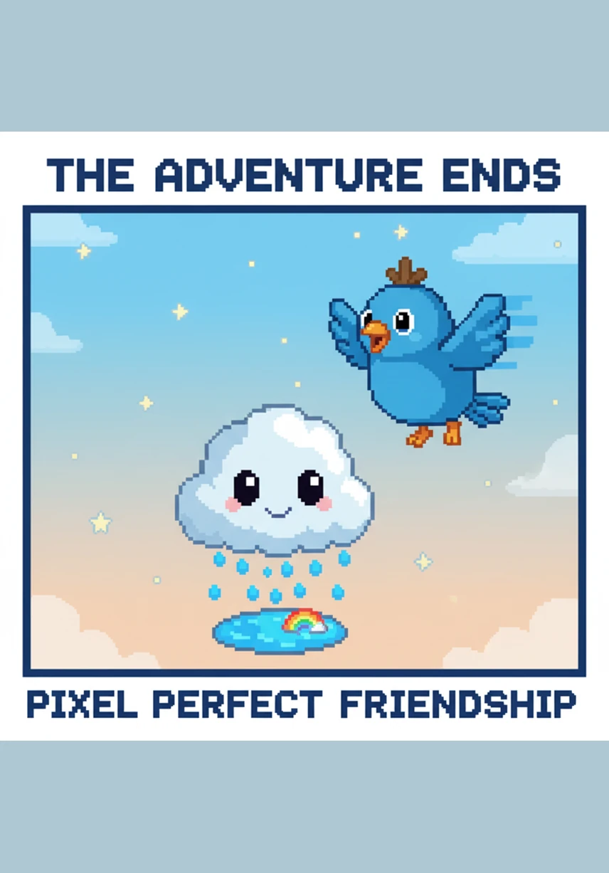 Exhausted but happy, Pip curls up on a soft, glowing moonbeam for a well-deserved rest. He falls fast asleep, knowing that even the smallest cloud can create something truly wonderful for everyone to enjoy.