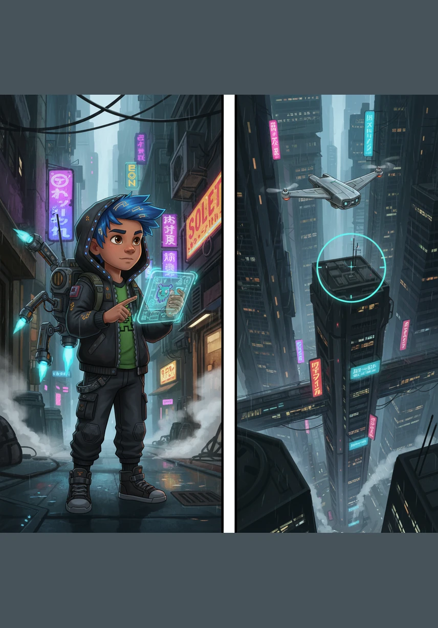 LEFT: He sees a busy bee. It flies to a bud. RIGHT: A friendly yellow and black bee flies near a pretty flower bud in the garden.