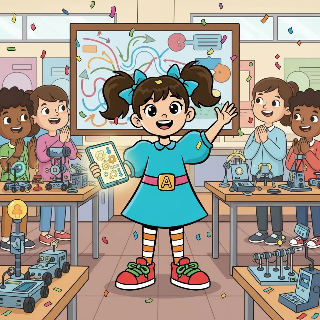 Elif, tüm görevleri başarıyla tamamladı ve oyunun sonuna ulaştı. Algoritmalar sayesinde problemleri çözebildiğini ve mantıksal düşünmenin ne kadar önemli olduğunu öğrendi. Okul projesini tamamlamanın gururunu yaşıyordu.