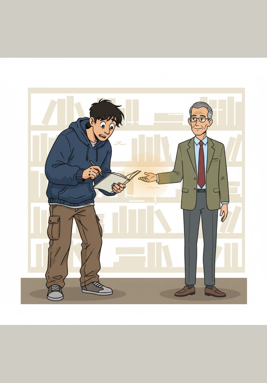 He discovers a new software called Muse-AI, which promises to turn a single sentence into a complete, award-winning screenplay. With a hesitant click, he types 'A story about a lonely star' and watches in awe as hundreds of words fill the screen instantly.