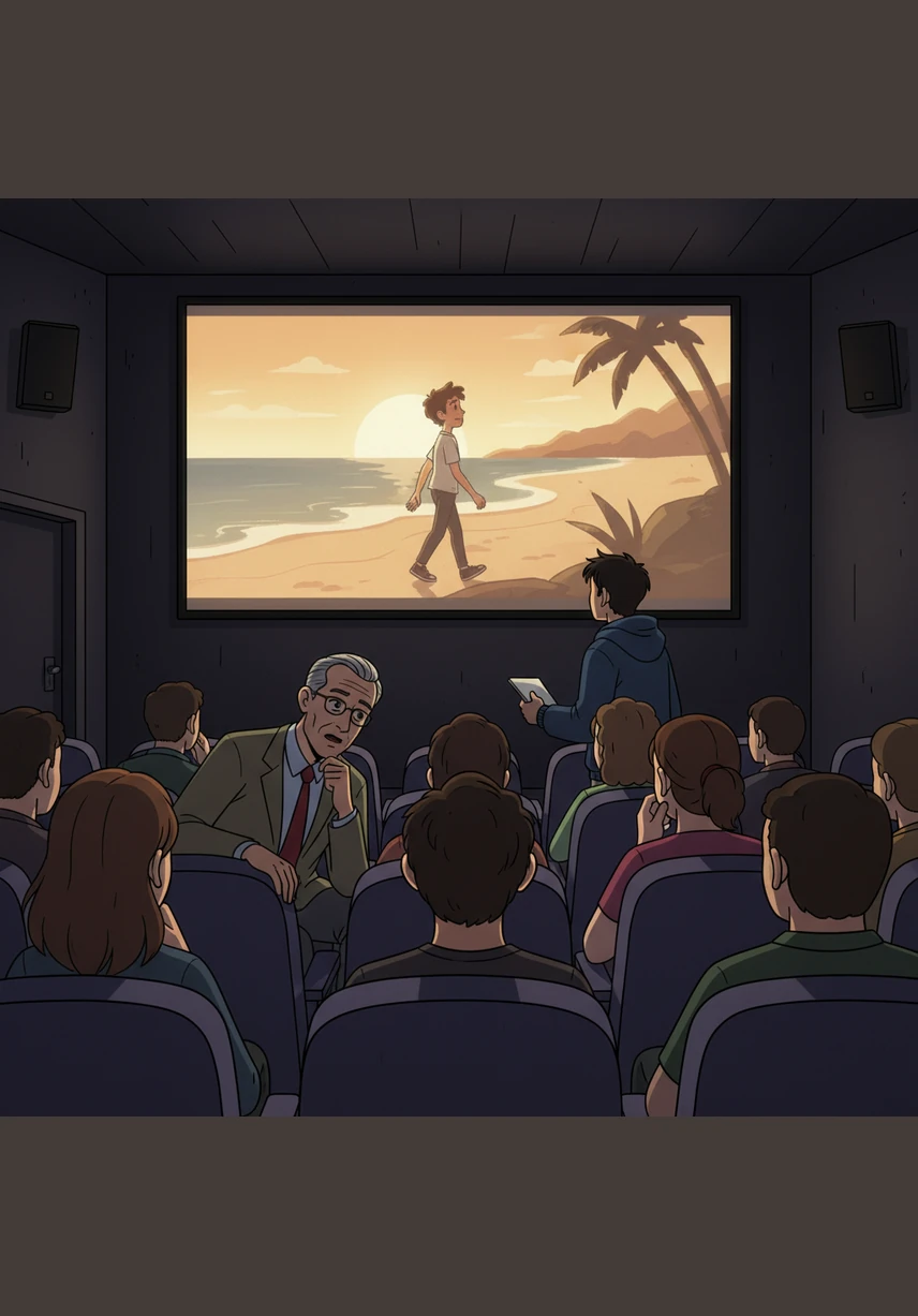 At the final film festival, Leo screens his new, self-written short film, which is slightly unpolished but vibrates with genuine passion. The audience doesn't just applaud; they lean in, moved by the authentic vulnerability that only a human heart can provide.