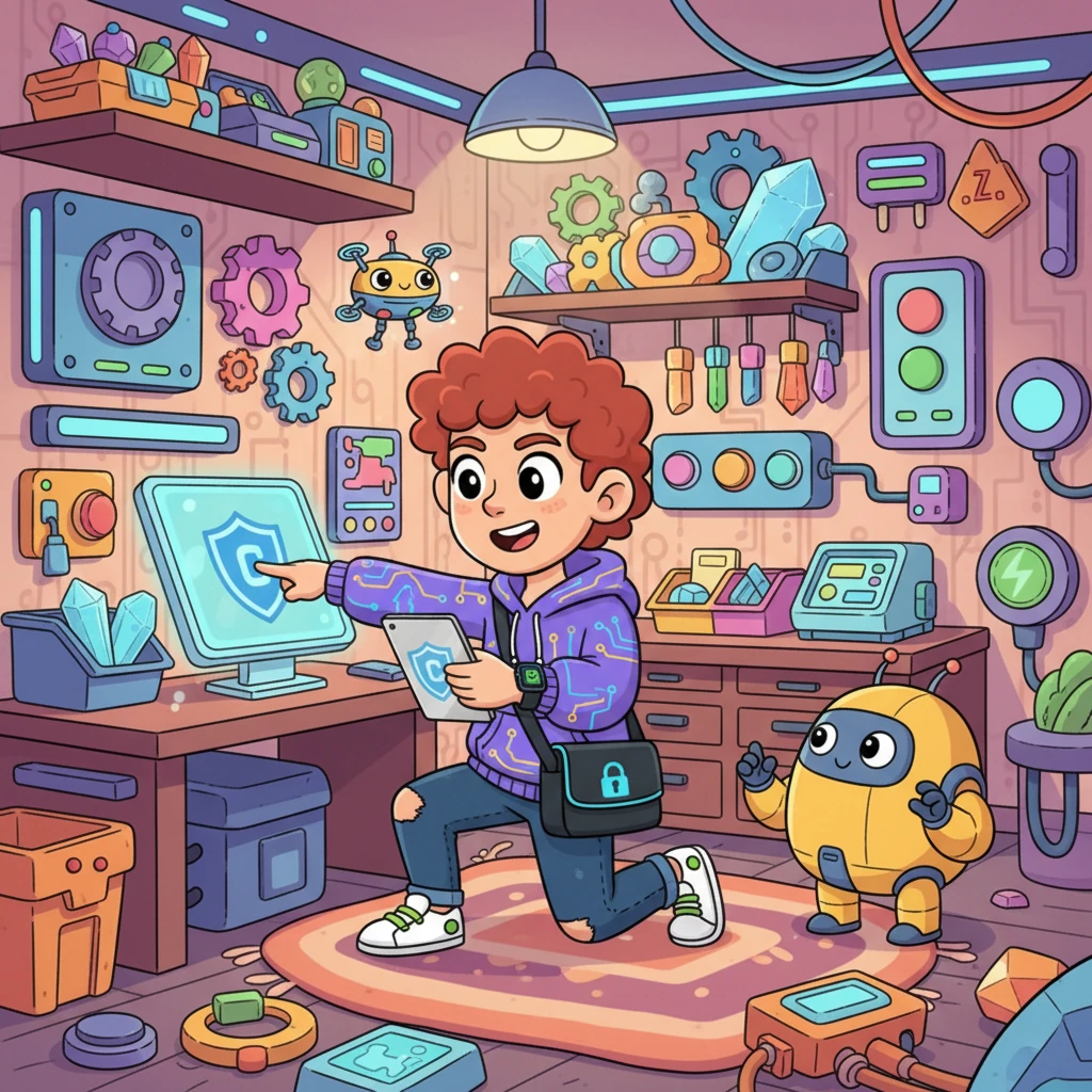 In a cozy corner, Cody organized the "Toolbox Treasury," a room bursting with shiny gadgets and clever shortcuts. This was where his bot friend could find all the quick fixes and handy tricks needed to keep the fort running smoothly and efficiently. It was a treasure chest of digital solutions.