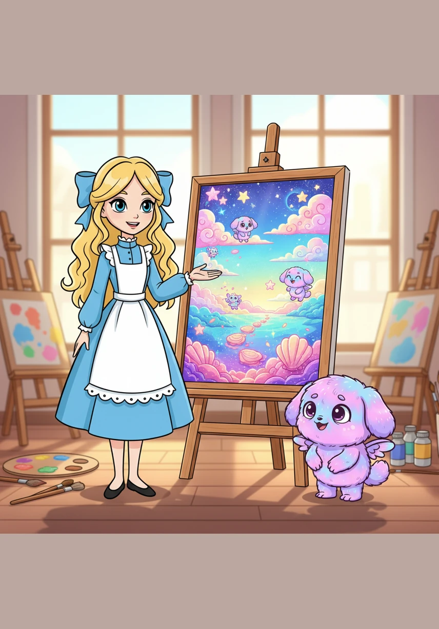 When the masterpiece was finally finished, Charlotte beamed with pride and told Seashell she was absolutely amazing. Seashell spoke in a soft, happy voice, feeling brave and joyful now that she had learned something new and found a true friend in Charlotte.