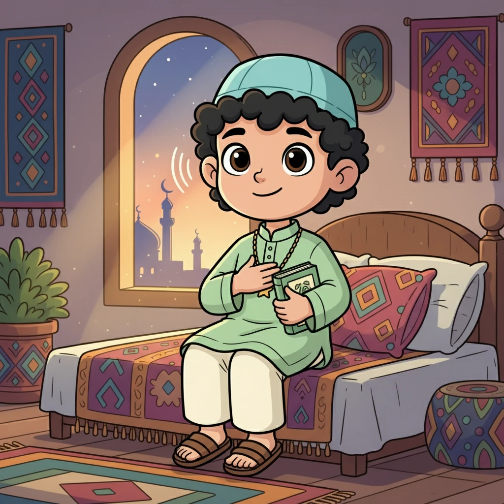 جب بلال نے دعا ختم کی، تو اس نے محسوس کیا کہ اس کا دل خوشی اور محبت سے بھر گیا ہے۔ اذان کی آواز اب بھی اس کے کانوں میں گونج رہی تھی۔ پھر، وہ اپنے بستر پر واپس آگیا۔