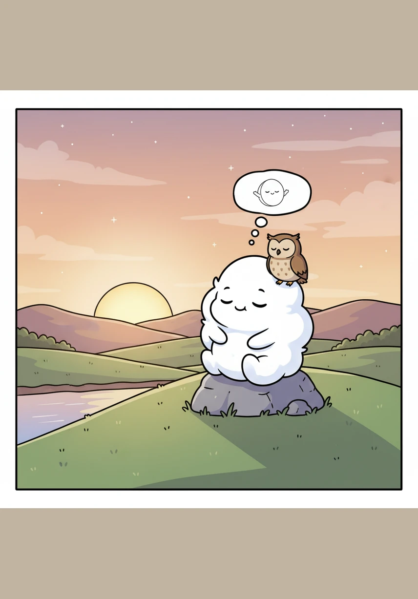 As the sun begins to hide behind the hills, Pip turns a beautiful shade of soft pink and orange. The whole world starts to feel quiet and calm as the day turns into evening.