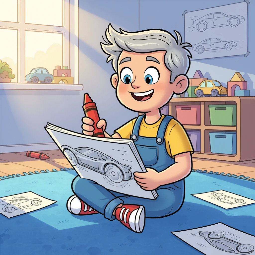 Little Dexter DeLorean loved to draw, but not just any drawings. His favorite subjects were speedy cars, zooming across his sketchpad with wheels that almost spun off the page. He imagined their sleek shapes and powerful engines, dreaming of the day he could build one himself.