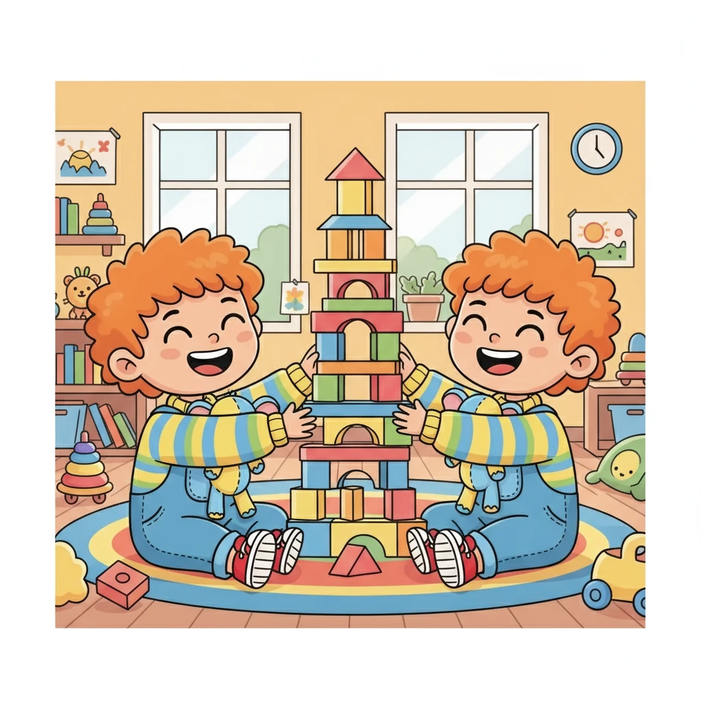 לחן ושי משחקים יחד, מחובקים, צוחקים, ומגלים את הקשר המיוחד ביניהם. הם בונים מגדל קוביות גבוה, סמל לבניית זיכרונות משותפים. הם צוות חלומות משפחתי אמיתי, אוהבים זה את זה יותר מהכל.