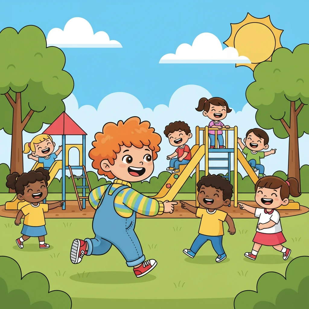 הילדים משחקים בפארק, רצים וצוחקים, מטפסים על מתקני המשחקים. הם חולקים צחוקים ורגעים של קסם, ויוצרים זיכרונות יקרים. השמש זורחת על יום משפחתי מושלם.