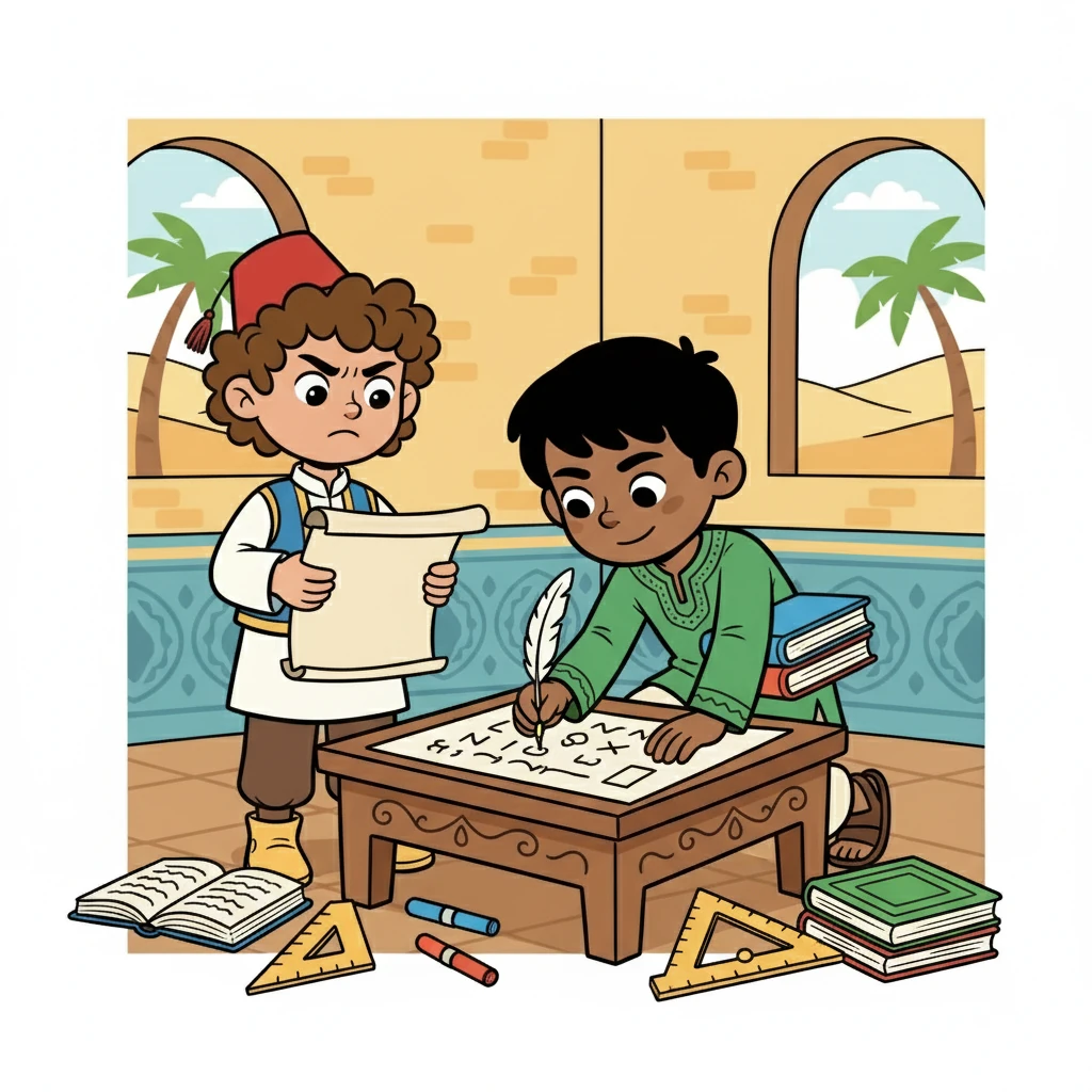 بدأ خالد في قراءة المسألة بعناية، بينما قام يحيى بتدوين المعطيات على ورقة. تبادلا الأفكار، وحاولا تطبيق القواعد الرياضية المختلفة. بدأت الأقلام تتحرك على الورق، وتسجل الأرقام والعمليات الحسابية.