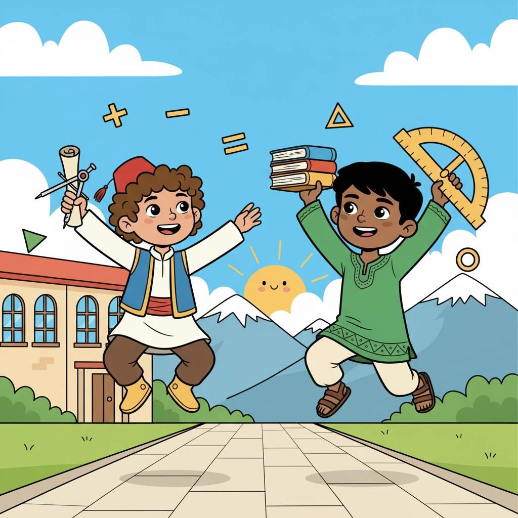 خرج خالد ويحيى من الصف، وقلوبهما مليئة بالفرح. أدركا أن الرياضيات ليست مجرد أرقام، بل هي مغامرة مثيرة، وأن الدقة والإتقان هما كنزهما.