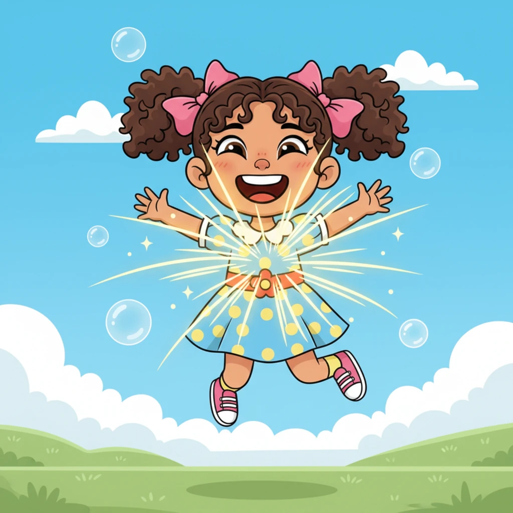 Cuando Luna está feliz, siente una emoción cálida y brillante que la hace sonreír de oreja a oreja. Es como si el sol más radiante iluminara todo su ser, llenándola de energía para saltar y reír sin parar. Su corazón se siente ligero y lleno de alegría, como una burbuja flotando en el cielo azul.