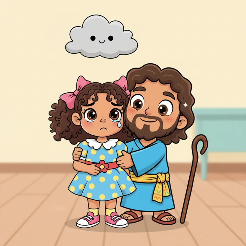 Pero a veces, Luna siente una emoción más apagada, como una nubecita gris que se posa sobre ella. Cuando está triste, sus hombros se encogen un poquito y una lágrima puede asomarse, pero sabe que esa nubecita amable no durará para siempre. Es un momento para un abrazo suave y mucha comprensión.