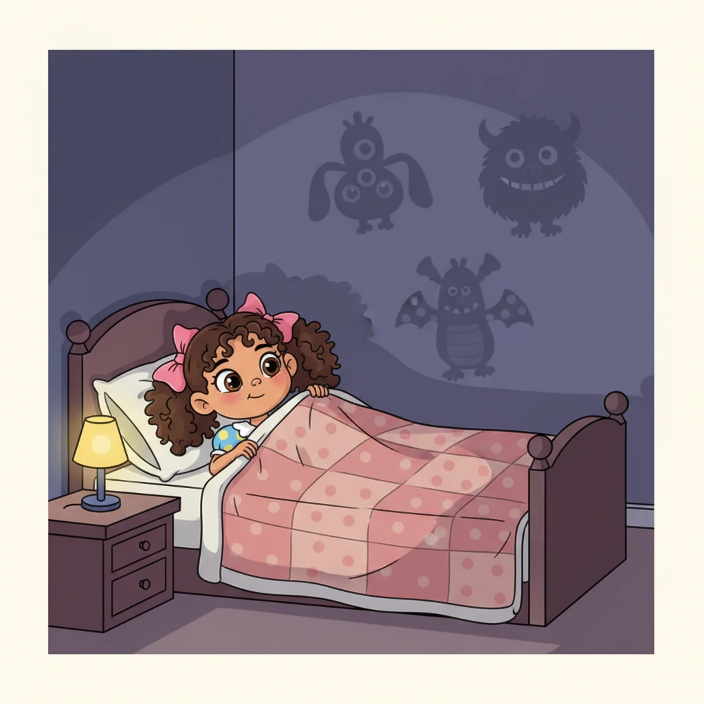 Hoy, Luna descubre EL MIEDO, esa sensación de angustia que a veces aparece por un peligro real o imaginario. Por ejemplo, a veces la oscuridad le provoca un pequeño susto, y se asoma con cautela desde debajo de su manta, imaginando divertidos monstruos de sombra que no son reales.