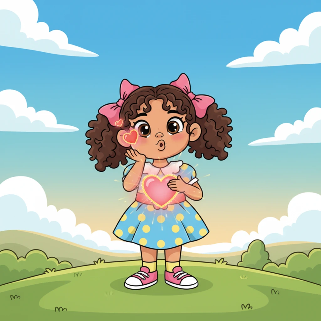 Luna sabe que los preceptos del Señor son rectos y alegran su corazón, dándole luz a sus ojos. Llena de gratitud, Luna da gracias a Dios por su felicidad y le manda un besito volado al cielo. Ese pequeño gesto de amor y agradecimiento hace que su corazón brille aún más fuerte.