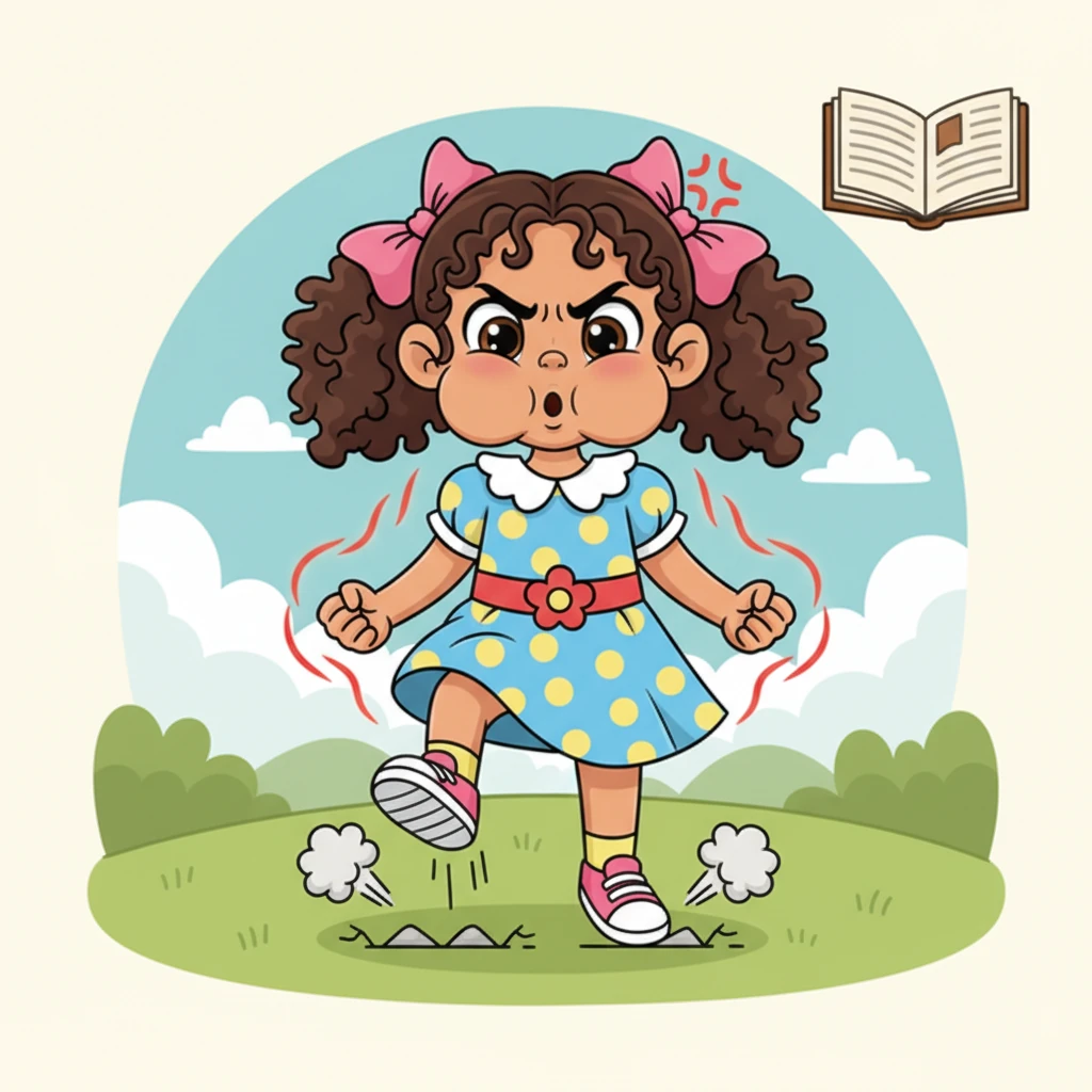 Pero a veces, Luna experimenta LA IRA, un sentimiento de enfado muy grande y repentino. Sus mejillas se inflan y sus pies quieren golpear el suelo, como un pequeño volcán a punto de hacer erupción. La Biblia le recuerda que debe dejar la ira y el furor, para no hacer lo malo.