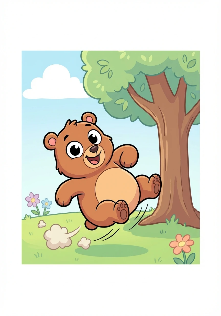 Bruno felt proud and happy. He hopped all the way around the tree.