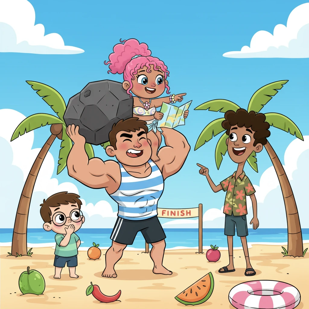 A playful "Island Olympics" challenge had everyone giggling. Hunter, boasting loudly about his strength, teamed up with Milla, who cleverly guided him to victory with a mischievous grin. Jakob, the king of jokes, had everyone in stitches, making even the quiet Thomas crack a small, adorable smile.