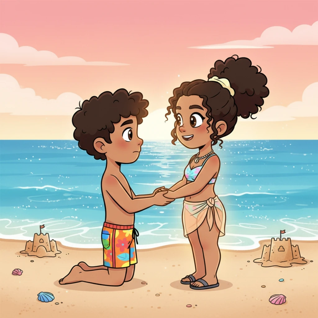 James, noticing Riley's quiet sadness, pulled her aside for a heartfelt chat by the ocean. He gently took her hand, reassuring her that his eyes were only for her and that their connection was special. Riley's worries melted away like sandcastles in the tide, replaced by a warm, happy glow.