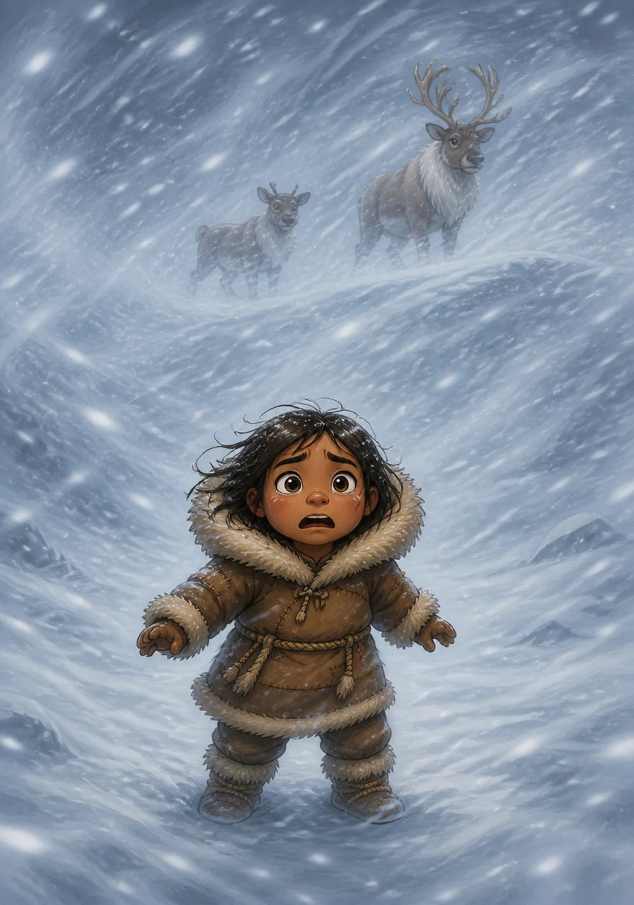 Un blizzard soudain et violent se lève, effaçant toutes les traces de pas et laissant la petite Liv seule et terrifiée au milieu d'un désert de glace hurlant.