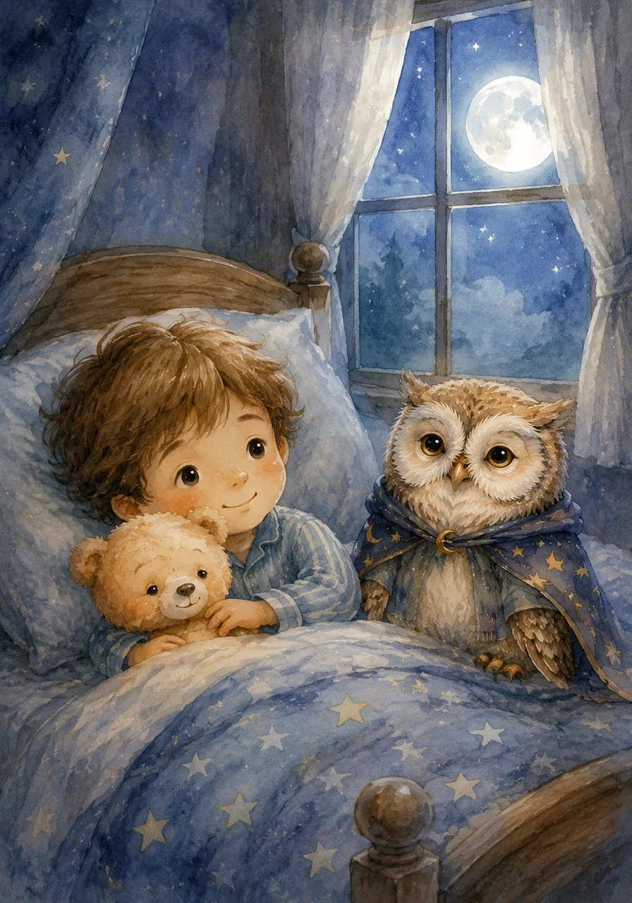 Tonight, the room was quiet, and the silver moon peeped through the window. Leo knew it was time for his magical adventure into dreamland.