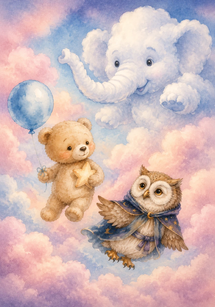 Next, they reached the Cotton Candy Clouds. These fluffy, pastel clouds smelled sweet and soft. A friendly cloud shaped like an elephant waved hello as Leo floated past.