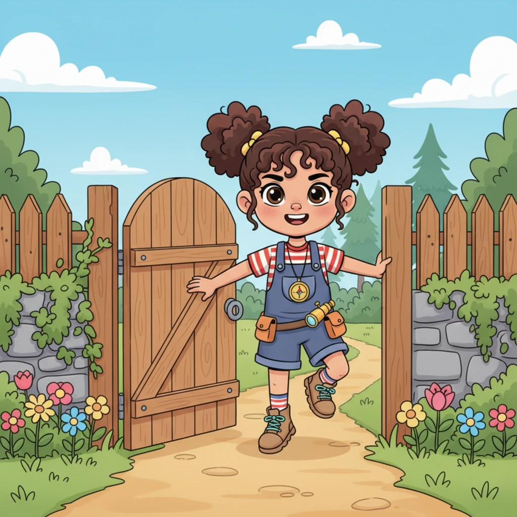 Feeling a surge of determined bravery, Mia made a big decision. If no one would tell her about adventures, she would find out for herself! With a small, hopeful skip, she slipped out of her garden gate, ready to explore the unknown.