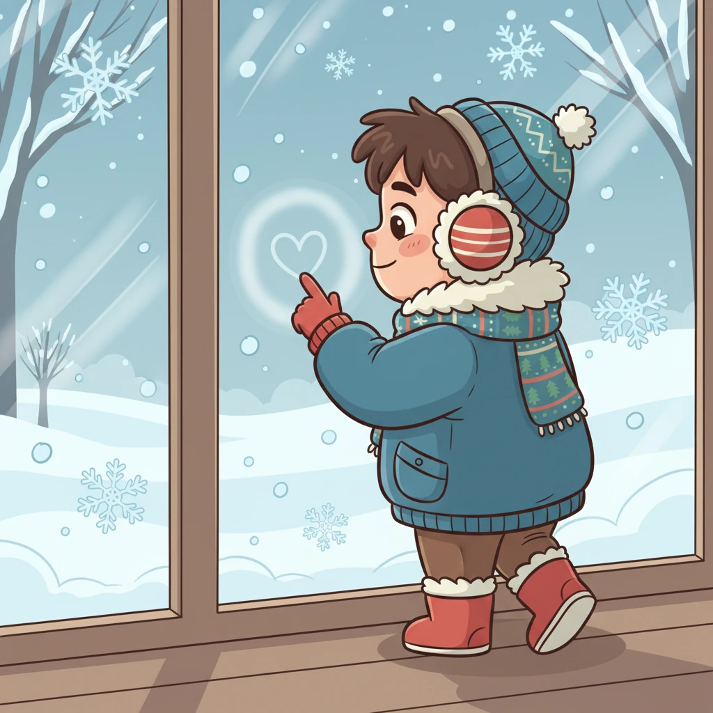 Afară, primii fulgi de nea dansau ușor, căzând ca niște șoapte albe. Mihai privea pe fereastră, cu ochii mari de uimire, cum pământul începea să se îmbrace într-o pătură moale și pufoasă. Era un început de poveste, un cântec al naturii ce abia începea să se audă.