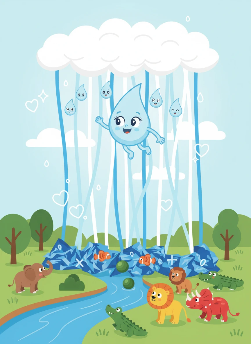 Τελικά, η Σταγονούλα επέστρεψε στα σύννεφα, σοφή και γεμάτη εμπειρίες. Ήξερε ότι κάθε σταγόνα νερού έχει έναν σημαντικό ρόλο, και ότι η ζωή είναι πολύτιμη. Έγινε πρέσβειρα του νερού, διαδίδοντας το μήνυμα της φροντίδας και της αγάπης.