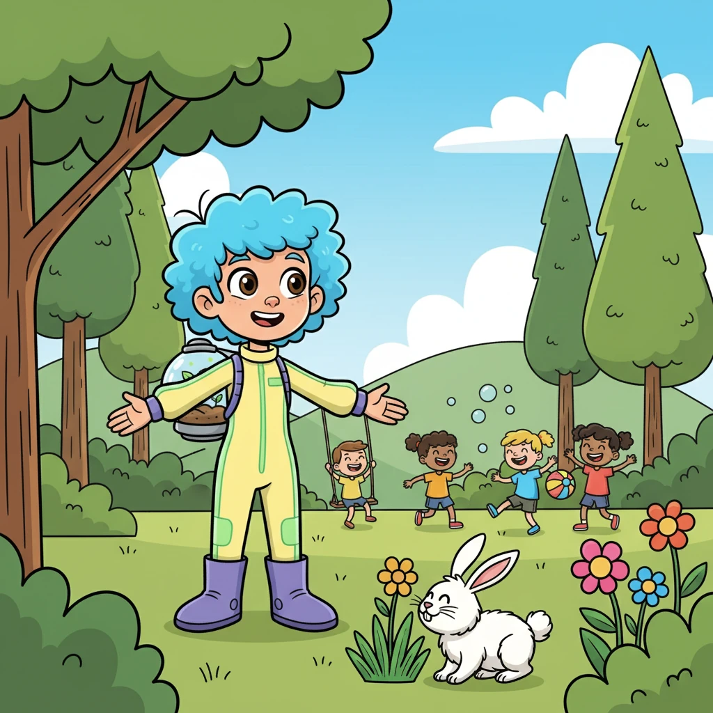 Аяла қазіргі заманға келгенде таңғалады. Жасыл орман, балалардың күлкісі оны таң қалдырады. Қоян шөптің иісін иіскеп, қуанады.