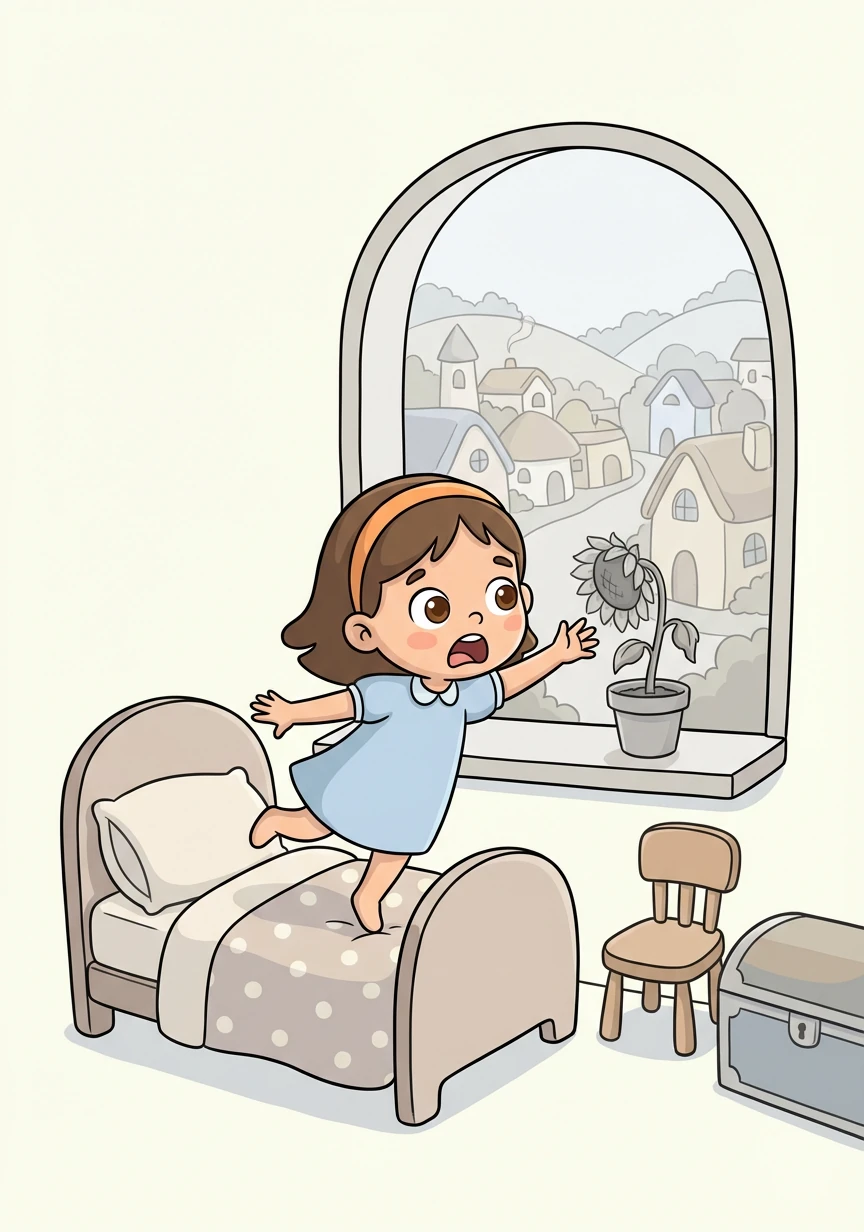 Di sebuah desa yang indah, hiduplah seorang gadis kecil bernama Rina. Desa itu dulu sangat berwarna, tetapi suatu pagi, Rina bangun dan menyadari semua warna telah menghilang!