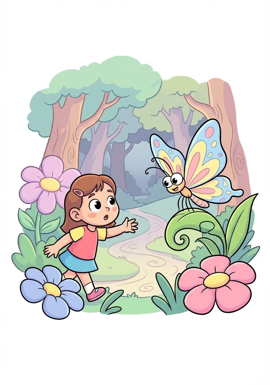 Dalam perjalanannya, Rina bertemu dengan seekor kupu-kupu yang cantik. Kupu-kupu itu berkata bahwa warna-warna itu mungkin disembunyikan oleh si Penyihir Suram di hutan terlarang.