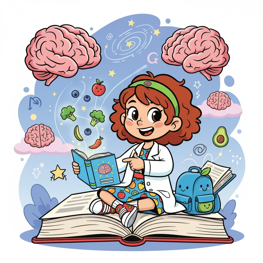 Sofia abriu o livro e descobriu um mundo de informações fascinantes sobre como o cérebro funciona. Ela aprendeu sobre a importância da alimentação e como certos alimentos podem ajudar a manter o foco e a concentração.