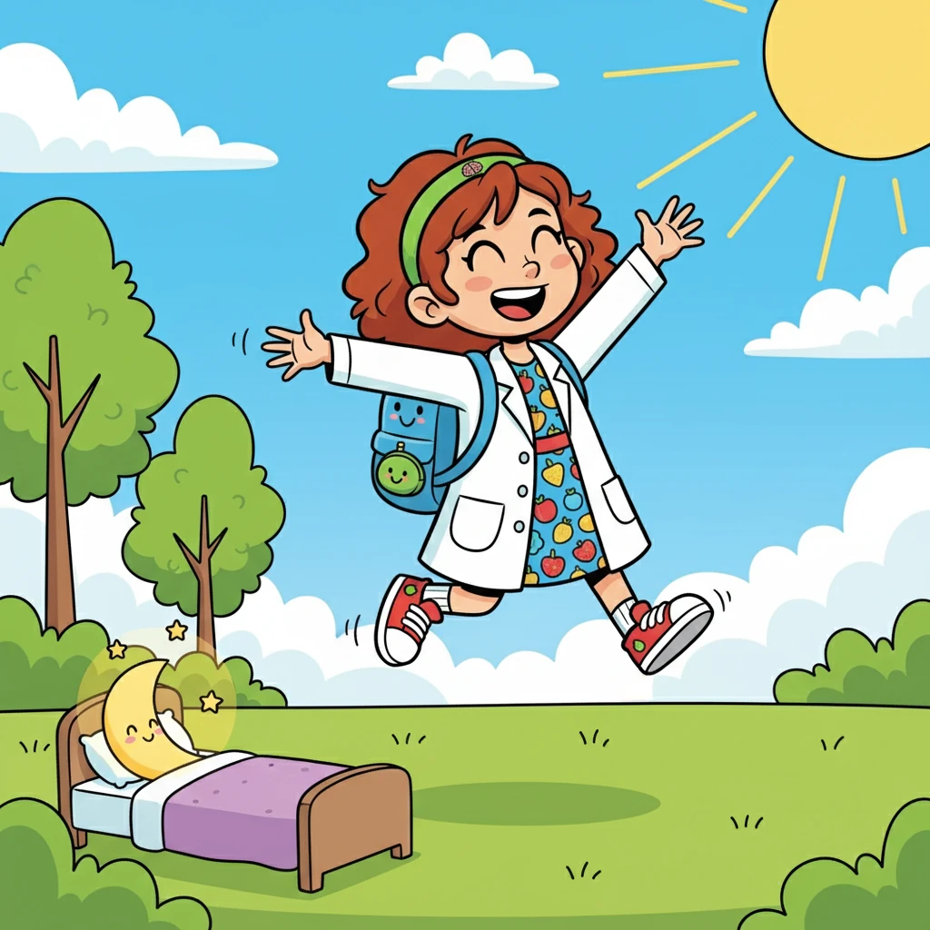 Sofia também descobriu a importância de dormir bem e se exercitar. Ela passou a ir para a cama mais cedo e a brincar ao ar livre todos os dias. Ela se sentia mais feliz e cheia de energia.