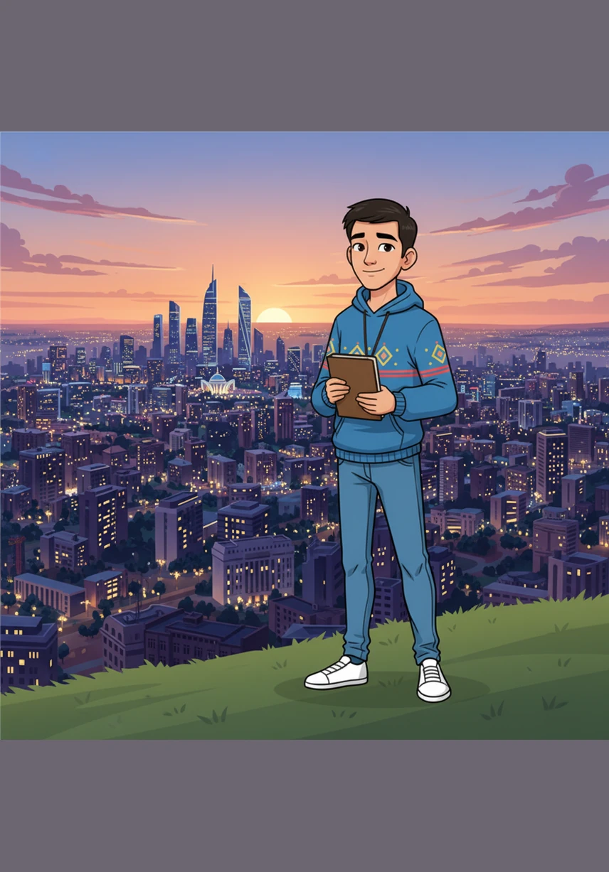 As the sun sets over the horizon, the city lights begin to sparkle like diamonds across the Kazakh steppe. Alisher closes his sketchbook with a smile, knowing that Astana is a city where history and the future meet in the most beautiful way.