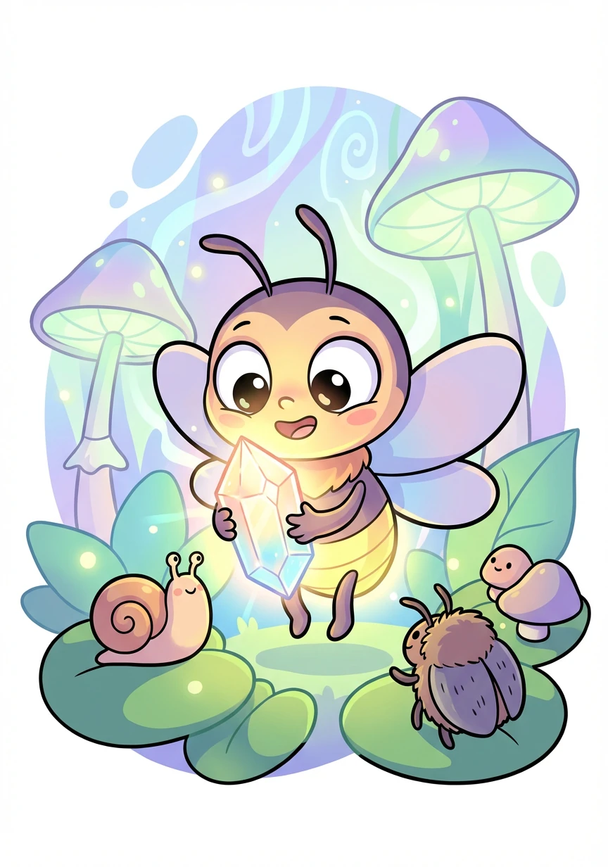 Наконец, они нашли кристалл! Сеточка бережно взял его в свои лапки, и кристалл засиял ярким светом, наполняя их сердца надеждой.