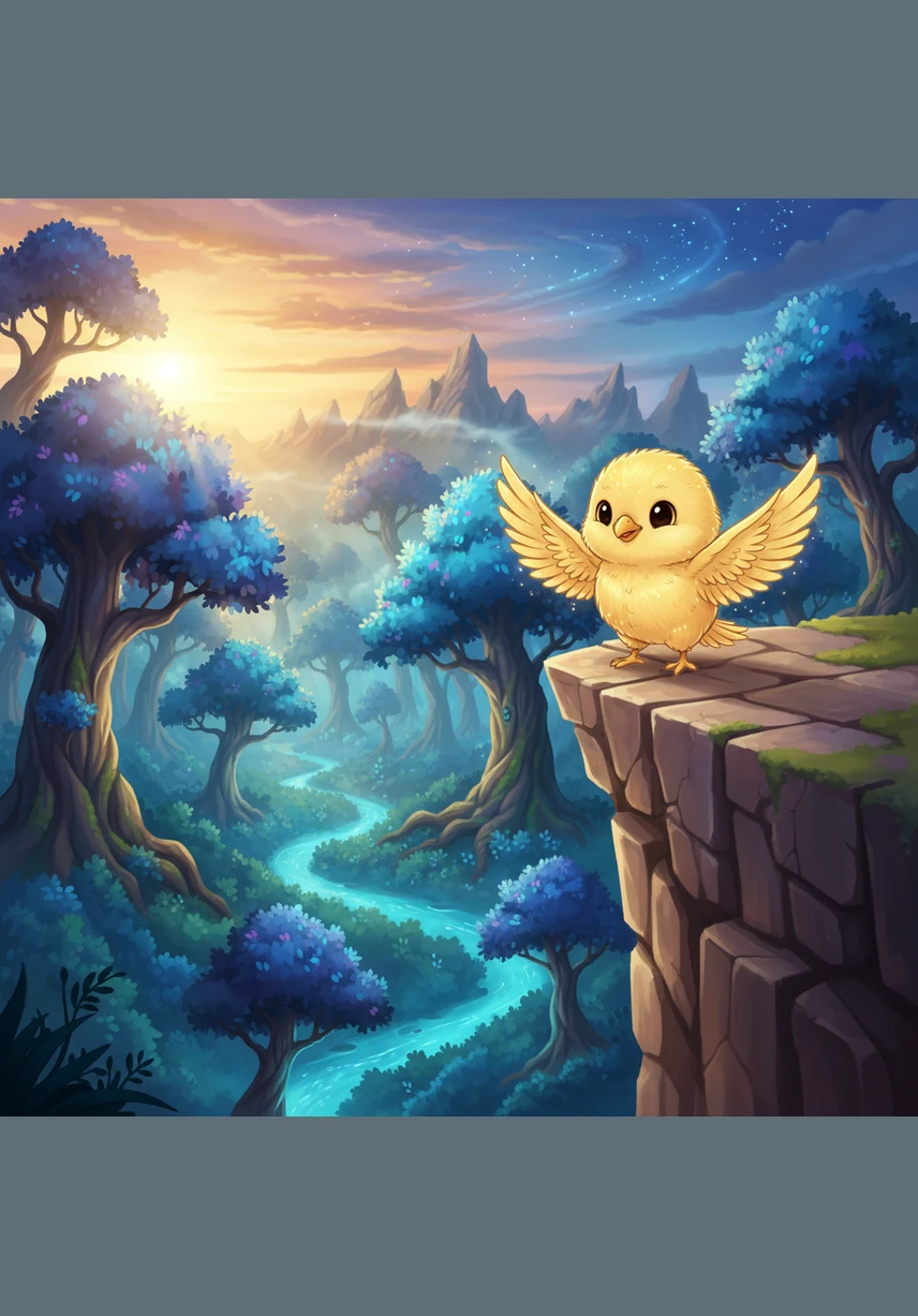 Aurelius stood on the very edge of the wall where he once sat precariously, feeling the morning breeze ruffle his soft, golden down. He stretched his wings for the first time, watching the sunlight dance across each delicate feather as he prepared for the unthinkable.