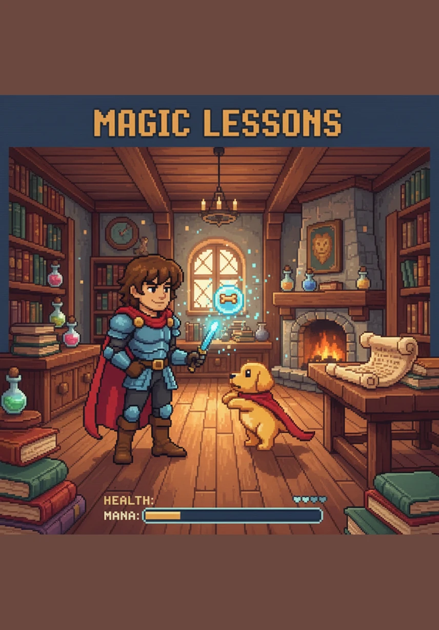 It is a rainy afternoon, and Leo watches Barnaby closely for the sniffing circles that mean it is time to go outside. When Barnaby finally rings the little bell hanging by the back door, Leo lets out a joyful whistle of success. The puppy learns that the great outdoors is the best place for a bathroom break.