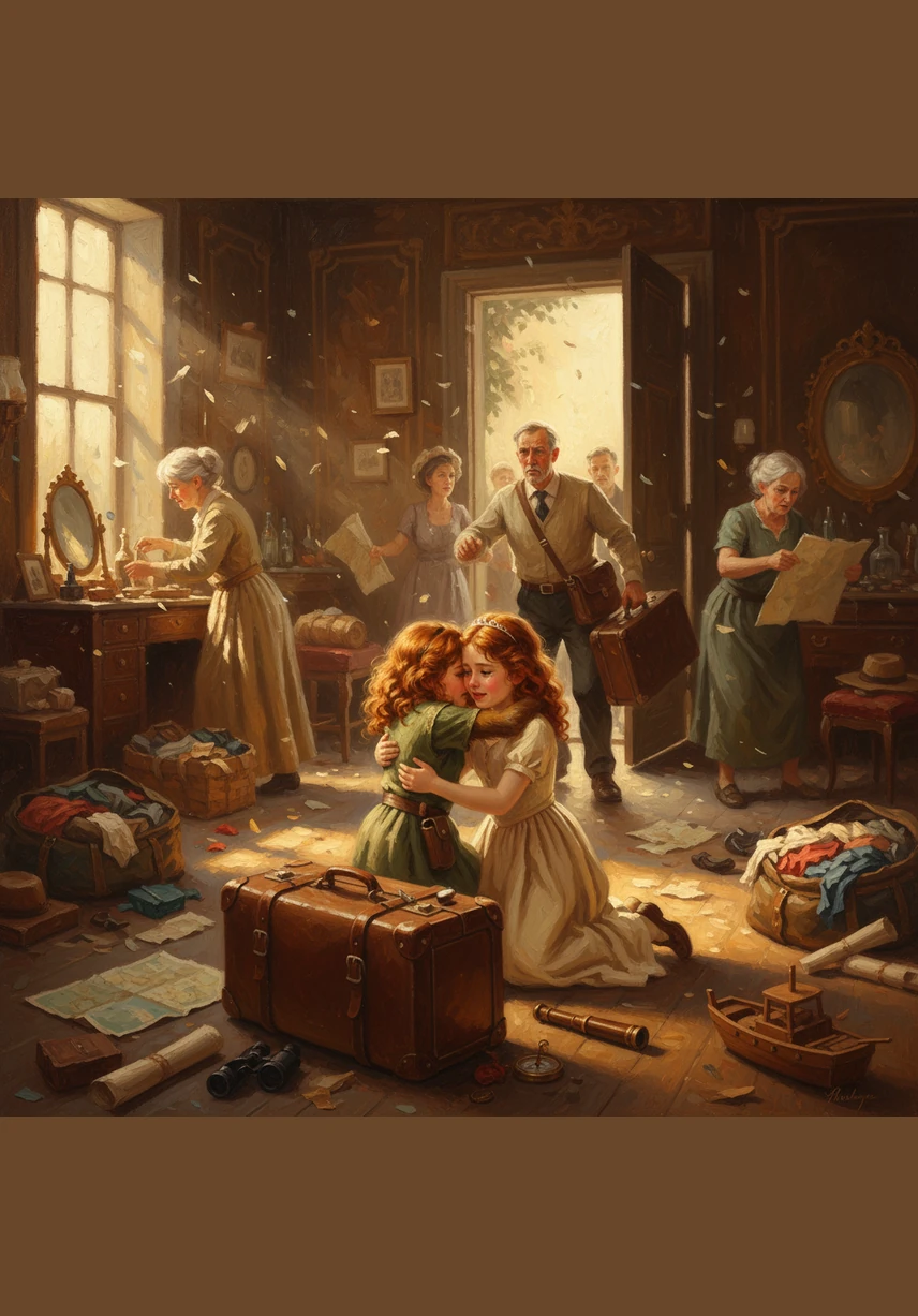 Everyone scurries around the room to pack their bags and get ready in a big hurry. Nessa, the special birthday girl, kindly helps Nora finish drying her hair so that the whole group can leave for the airport together on time.