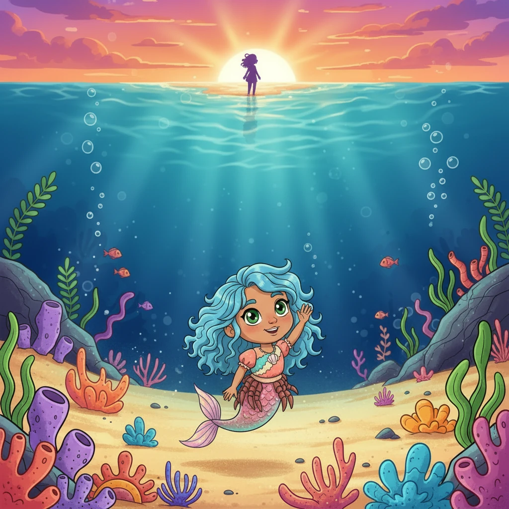 As the sun began to set, painting the sky in fiery oranges and purples, Lily waved goodbye to Coralia. She knew Coralia was happy in her new, unexpected home.
